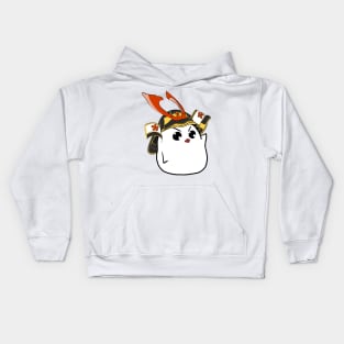 Birb-san in Samurai helmet Kids Hoodie